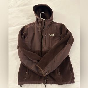 North face hooded zip-up fleece (brown, size M)